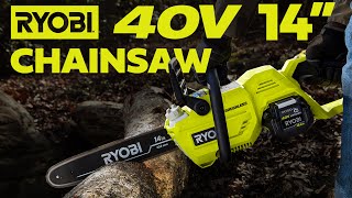 Ryobi 40V 14quot Electric Cordless Chainsaw Setup and First Use [upl. by Alegnad]