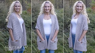 HOW to CROCHET POCKET SHAWL  Easy Wrap with Pockets by Naztazia [upl. by Cormack]