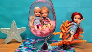 Ariels fish tank  Elsa amp Anna toddlers  mermaid tails fun [upl. by Annelg805]