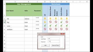 User level security in Excel Workbook for different worksheets [upl. by Scrivings]