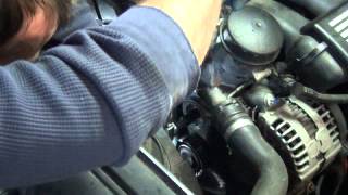 BMW 3 Series E90 Belt And Tensioner Replacement DIY [upl. by Nahsab]