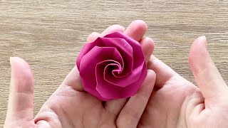 Easy Origami Rose  Origami Flower [upl. by Aisitel]