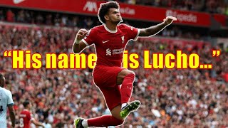 New Luis Diaz song with Lyrics  His name is Lucho  Liverpool fans video in 4K [upl. by Lluj608]