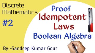 Idempotent Laws in Boolean Algebra  Proof  Discrete Mathematics in Hindi [upl. by Norraj]