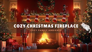 Cozy Christmas Fireplace Ambience 🎄  Crackling Yule Log with Holiday Music amp Festive Decorations [upl. by Cruz]