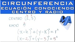 Ecuación de la circunferencia conociendo centro y radio EJEMPLOS [upl. by Durr]