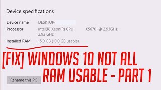 Windows 10 Not All RAM Usable FIX [upl. by Hgeilyak]