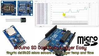 วิธีการทำ arduino sd card data logger time amp temp with rtc ds18b20 [upl. by Artie]