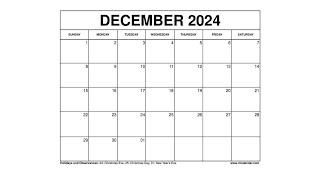 December 2024 Calendar Printable Templates with Holidays  VL Calendar [upl. by Yecnay817]