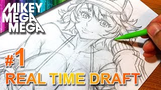 Real Time FANART TUTORIAL  Pencil Draft [upl. by Lyrehs]