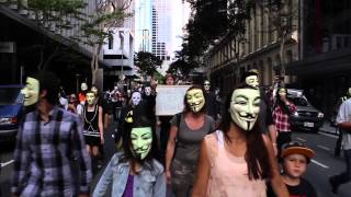 Official Anonymous Million Mask March Music Video Bad Company  Micropsia  Brisbane 2013 [upl. by Yllom]