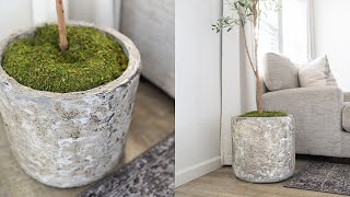 DIY Aged Stone Planter Pot  Hypertufa Style the Easy Way [upl. by Ayotl]