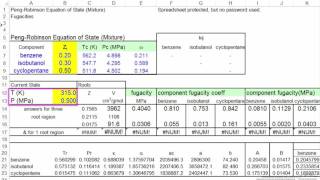 Calculate Fugacities of Mixtures using an EOS Spreadsheet [upl. by Shem]