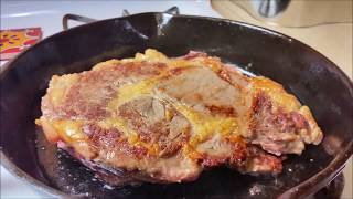 How to Cook Ribeye Steak in a Cast Iron Skillet Pan seared steak [upl. by Voleta248]