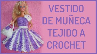 VESTIDO PARA MUÑECA BARBIE TEJIDO A CROCHET PASO A PASO [upl. by Amersham343]