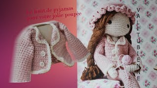 Ma poupée au crochet  veste de pyjamas Tuto 4 [upl. by Notloc527]