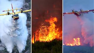 DIVING INTO FIRE  Canadair CL415 Firefighting  Croatian Air Force [upl. by Enirok]