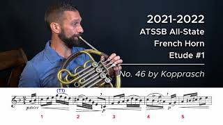 20212022 ATSSB AllState French Horn Etude 1  No 46 by Kopprasch [upl. by Nahtaj]