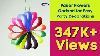 DIY Hanging Paper Flowers Garland For Easy Party Decorations on Budget [upl. by Intosh]