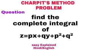 CHARPIT METHOD IN HINDI  PROBLEM 1 [upl. by Mulcahy]