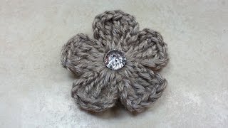 Easy Crochet Flower  5 Petal Flower Tutorial [upl. by Martainn]