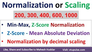 MinMax Normalization  ZScore by Mean Absolute Deviation  Decimal Scaling by Mahesh Huddar [upl. by Edd771]