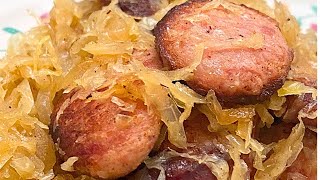 Sizzling Smoked Sausage and Sauerkraut Recipe [upl. by Nahtanhoj297]