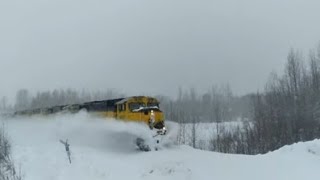 Alaska Railroad Snow Stormin Freight Train [upl. by Neelrac]