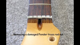 Removing a damaged Fender truss rod nut [upl. by Ellimac560]