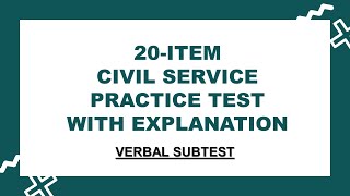 VERBAL SUBTEST  CIVIL SERVICE PRACTICE TEST with Answers and Explanation  InspireHub [upl. by Noevad]