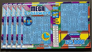 NEW MEGA CROSSWORD SCRATCH OFFS 75K PRIZE TICKETS [upl. by Aihcela]