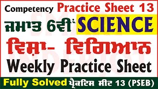 6th Class Science Weekly Practice Sheet 13 Competency Based Test Class 6 Science PSEB smartinderjot [upl. by Valenta]