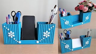 Kağıttan Çok Amaçlı Masaüstü Kalemlik Yapımı  Paper Decoratif Pen Holder  DIY [upl. by Nosnehpets221]