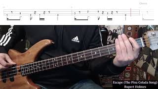 Escape The Pina Colada Song by Rupert Holmes  Bass Cover with Tabs PlayAlong [upl. by Caprice]