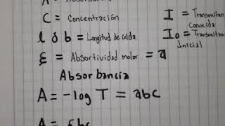 Fórmulas para cálculos de espectrofotometría [upl. by Abdu202]