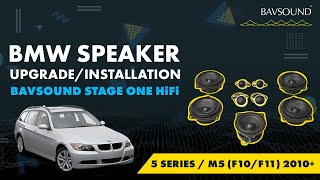 BMW Speaker UpgradeInstallation  5 Series  M5 F10F11 2010  BAVSOUND Stage One HiFi [upl. by Aholah]