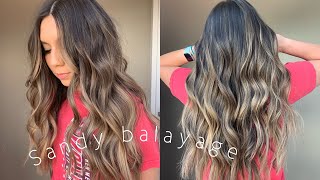 Foilyage Balayage Retouch  sandy blonde  babylights  Tutorial on long thick hair [upl. by Anerol]