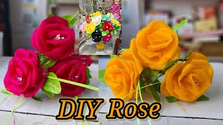 How To Make Flower Bouquet With Organdy Cloth  Flower Making With Organdy Cloth [upl. by Erna]