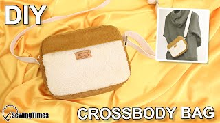 DIY Corduroy Crossbody Bag  cute messenger bag Sewing ampTutorial sewingtimes [upl. by Eedebez558]