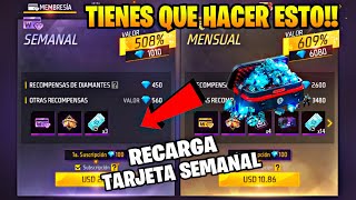 🔥RECARGA TARJETA SEMANAL FREE FIRE COMO FUNCIONA VALE LA PENA ESTE 2023 ENTÉRATE BONUS DE DIAMANTES [upl. by Akemor]