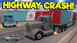 BAD DRIVERS CAUSE HUGE HIGHWAY CRASH  American Truck Simulator Multiplayer [upl. by Egedan]