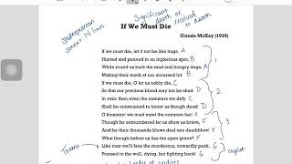 If We Must Die Poem Analysis [upl. by Gerta]