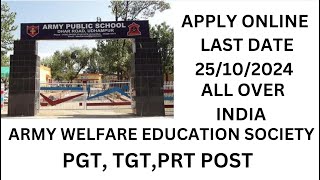 ARMY SCHOOL Army Welfare Education Society Recruitment 2024 – PGT TGT amp PRT Posts DIMASATHAIRELEE [upl. by Sorcim953]