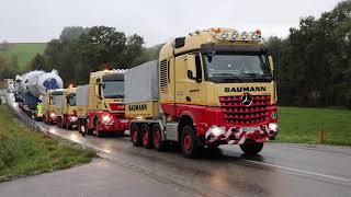 BAUMANN heavy transport in germany with 5 trucks [upl. by Nuhsar]