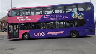 Bus Spotting in Hatfield Uno Hertfordshire Enviro400 MMC 257 YX67 VFY Route 614 to Queensbury [upl. by Erdne715]