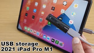 How to connect a USB storage flash drive to your iPad Pro 2021 M1 using a USB C to USB adapter [upl. by Orlan]