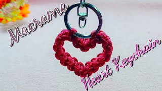 Macrame Heart keychain tutorial  DIY Macrame keychain  Paracord heart keychain for Beginners [upl. by Oreves]