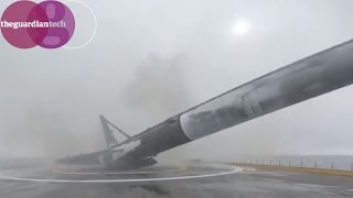 SpaceXs Falcon 9 rocket lands then falls over and explodes [upl. by Yarazed]