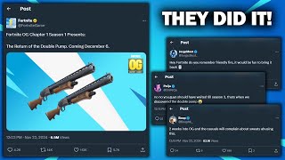 THEY DID IT Fortnite Community Reacts to Double Pump Officially Returning for OG  TwitterX [upl. by Sivrahc]