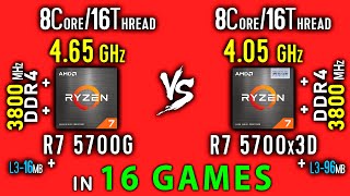 Ryzen 7 5700G vs Ryzen 7 5700x3D Test in 16 Games or R7 5700G vs R7 5700x3D [upl. by Leidag]